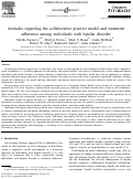 Cover page: Attitudes regarding the collaborative practice model and treatment adherence among individuals with bipolar disorder