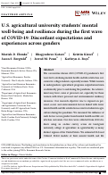 Cover page: U.S. agricultural university students' mental well‐being and resilience during the first wave of COVID‐19: Discordant expectations and experiences across genders