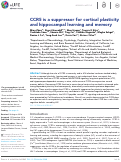 Cover page: CCR5 is a suppressor for cortical plasticity and hippocampal learning and memory