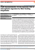 Cover page: Field measurements reveal exposure risk to microplastic ingestion by filter-feeding megafauna.