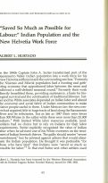 Cover page: "Saved So Much as Possible for Labour:" Indian Population and the New Helvetia Work Force