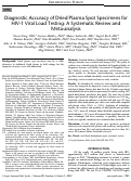 Cover page: Diagnostic Accuracy of Dried Plasma Spot Specimens for HIV-1 Viral Load Testing: A Systematic Review and Meta-analysis