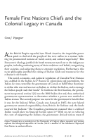 Cover page: Female First Nations Chiefs and the Colonial Legacy in Canada