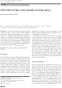 Cover page: Zebra finch cell lines from naturally occurring tumors