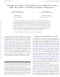 Cover page: Comparing the Stability of Psychopathy Scores in Adolescents Versus Adults: How Often Is “Fledgling Psychopathy” Misdiagnosed?