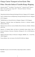 Cover page: Charge Carrier Transport in Iron Pyrite Thin Films: Disorder-Induced Variable-Range Hopping