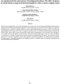 Cover page: An experiment in the neuroscience of learning interactions: The effect of agencyon emotional processing in dyads learning physics with a serious computer game