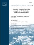 Cover page: Exploiting Massive PMU Data Analysis for LV Distribution Network Model Validation: