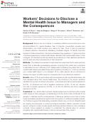 Cover page: Workers' Decisions to Disclose a Mental Health Issue to Managers and the Consequences