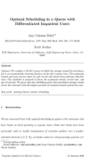 Cover page: Optimal scheduling in a queue with differentiated impatient users