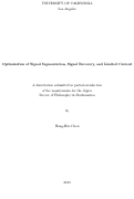 Cover page: Optimization of Signal Segmentation, Signal Recovery, and Limited Current