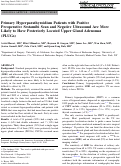 Cover page: Primary Hyperparathyroidism Patients with Positive Preoperative Sestamibi Scan and Negative Ultrasound Are More Likely to Have Posteriorly Located Upper Gland Adenomas (PLUGs)