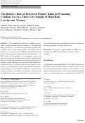 Cover page: The Relative Role of Perceived Partner Risks in Promoting Condom Use in a Three-City Sample of High-Risk, Low-Income Women