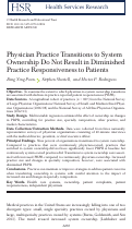 Cover page: Physician Practice Transitions to System Ownership Do Not Result in Diminished Practice Responsiveness to Patients.