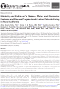 Cover page: Ethnicity and Parkinson's Disease: Motor and Nonmotor Features and Disease Progression in Latino Patients Living in Rural California.