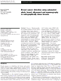 Cover page: Breast cancer detection using automated whole breast ultrasound and mammography in radiographically dense breasts.