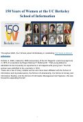 Cover page of Introducing 150 Years of Women in the History of the I School