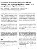 Cover page: Recreational Marijuana Legalization, Local Retail Availability, and Alcohol and Marijuana Use and Co-Use Among California High School Students.