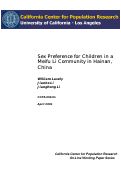 Cover page: Sex Preference for Children in a Meifu Li Community in Hainan, China