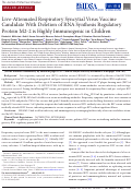 Cover page: Live-Attenuated Respiratory Syncytial Virus Vaccine Candidate With Deletion of RNA Synthesis Regulatory Protein M2-2 is Highly Immunogenic in Children