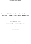 Cover page: Dynamics of Satellites in Binary Near-Earth Asteroid Systems: A Study Based on Radar Observations