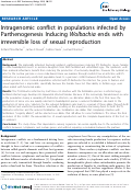 Cover page: Intragenomic conflict in populations infected by Parthenogenesis Inducing Wolbachia ends with irreversible loss of sexual reproduction.