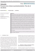 Cover page: Prenatal stress enhances postnatal plasticity: The role of microbiota