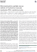 Cover page of Microdystrophins partially rescue deficits of Duchenne muscular dystrophy iPSC-cardiomyocytes