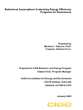 Cover page of Behavioral Assumptions Underlying Energy Efficiency Programs for Businesses