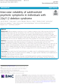 Cover page: Inter-rater reliability of subthreshold psychotic symptoms in individuals with 22q11.2 deletion syndrome