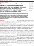 Cover page: Physical science research needed to evaluate the viability and risks of marine cloud brightening.