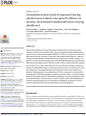 Cover page: Cannabinoid and nicotine exposure during adolescence induces sex-specific effects on anxiety- and reward-related behaviors during adulthood