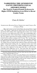 Cover page: NARROWING THE GENDER PAY GAP BY PROVIDING EQUAL OPPORTUNITIES: The Need for Tenured Female Professors in Higher STEM Institutions in an Effort to Recast Gender Norms