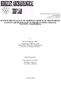 Cover page: Source Provenance of Obsidian Artifacts from Shady Canyon Archaeological Project Sites, Orange County, California