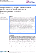 Cover page: Drug metabolizing enzymes activities versus genetic variances for drug of clinical pharmacogenomic relevance