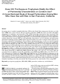 Cover page: Does HIV Pre-Exposure Prophylaxis Modify the Effect of Partnership Characteristics on Condom Use? A Cross-Sectional Study of Sexual Partnerships Among Men Who Have Sex with Men in San Francisco, California.