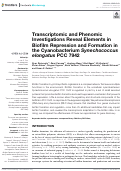 Cover page: Transcriptomic and Phenomic Investigations Reveal Elements in Biofilm Repression and Formation in the Cyanobacterium <i>Synechococcus elongatus</i> PCC 7942.