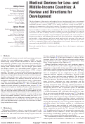 Cover page: Medical Devices for Low- and Middle-Income Countries: A Review and Directions for Development