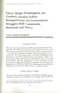 Cover page: Upper Skagit (Washington) and Gambell (Alaska) Indian Reorganization Act Governments: Struggles with Constraints, Restraints and Power