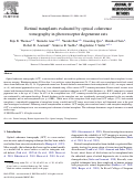 Cover page: Retinal transplants evaluated by optical coherence tomography in photoreceptor degenerate rats