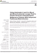 Cover page: Using Interleukin 6 and 8 in Blood and Bronchoalveolar Lavage Fluid to Predict Survival in Hematological Malignancy Patients With Suspected Pulmonary Mold Infection