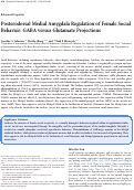 Cover page: Posterodorsal medial amygdala regulation of female social behavior: GABA vs Glutamate projections