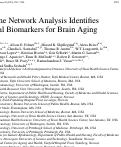 Cover page: Proteome Network Analysis Identifies Potential Biomarkers for Brain Aging