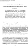 Cover page: Intermediaries in Two-Sided Markets: An Empirical Analysis of the US Cable Television Industry