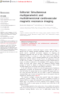 Cover page: Editorial: Simultaneous multiparametric and multidimensional cardiovascular magnetic resonance imaging.