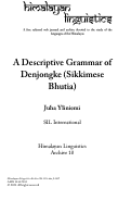 Cover page: A descriptive grammar of Denjongke [HL Archive 10]