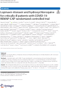 Cover page: Lopinavir-ritonavir and hydroxychloroquine for critically ill patients with COVID-19: REMAP-CAP randomized controlled trial