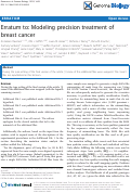 Cover page: Erratum to: Modeling precision treatment of breast cancer.
