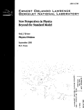 Cover page: New perspectives in physics beyond the standard model