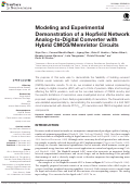 Cover page: Modeling and Experimental Demonstration of a Hopfield Network Analog-to-Digital Converter with Hybrid CMOS/Memristor Circuits.